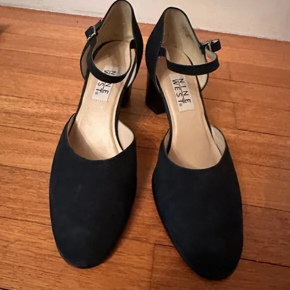 Nine West Black Strapped Heels size 10M - Picture 1 of 11